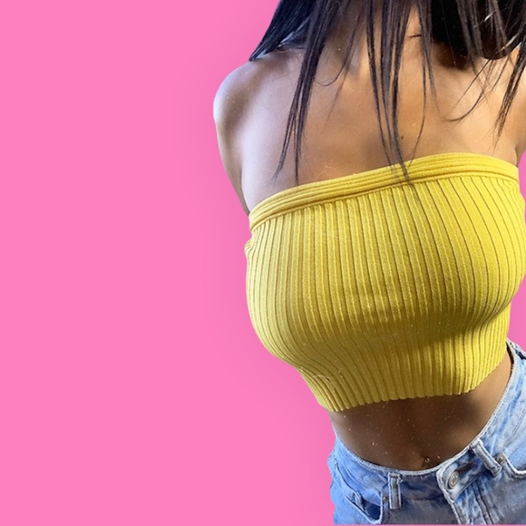 Forever 21 Ribbed Yellow Crop Top - Picture 2 of 4